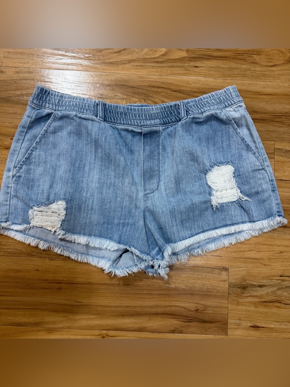 Aerie Women’s Light Blue Distressed Denim Shorts size Large